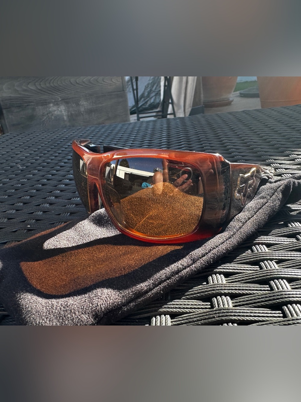 Fox Amber Brown Wrap Sunglasses - Picture 3 of 3